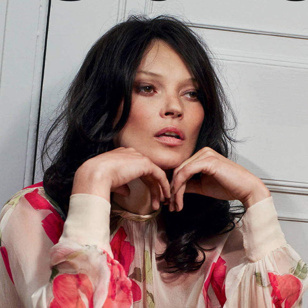 Kate Moss does dark hair for AnOther magazine AW14 cover