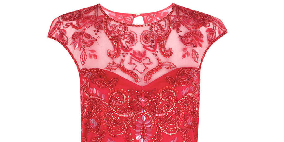 open lace back dress Miss Selfridge Red Slinky Spaghetti Strap Dress