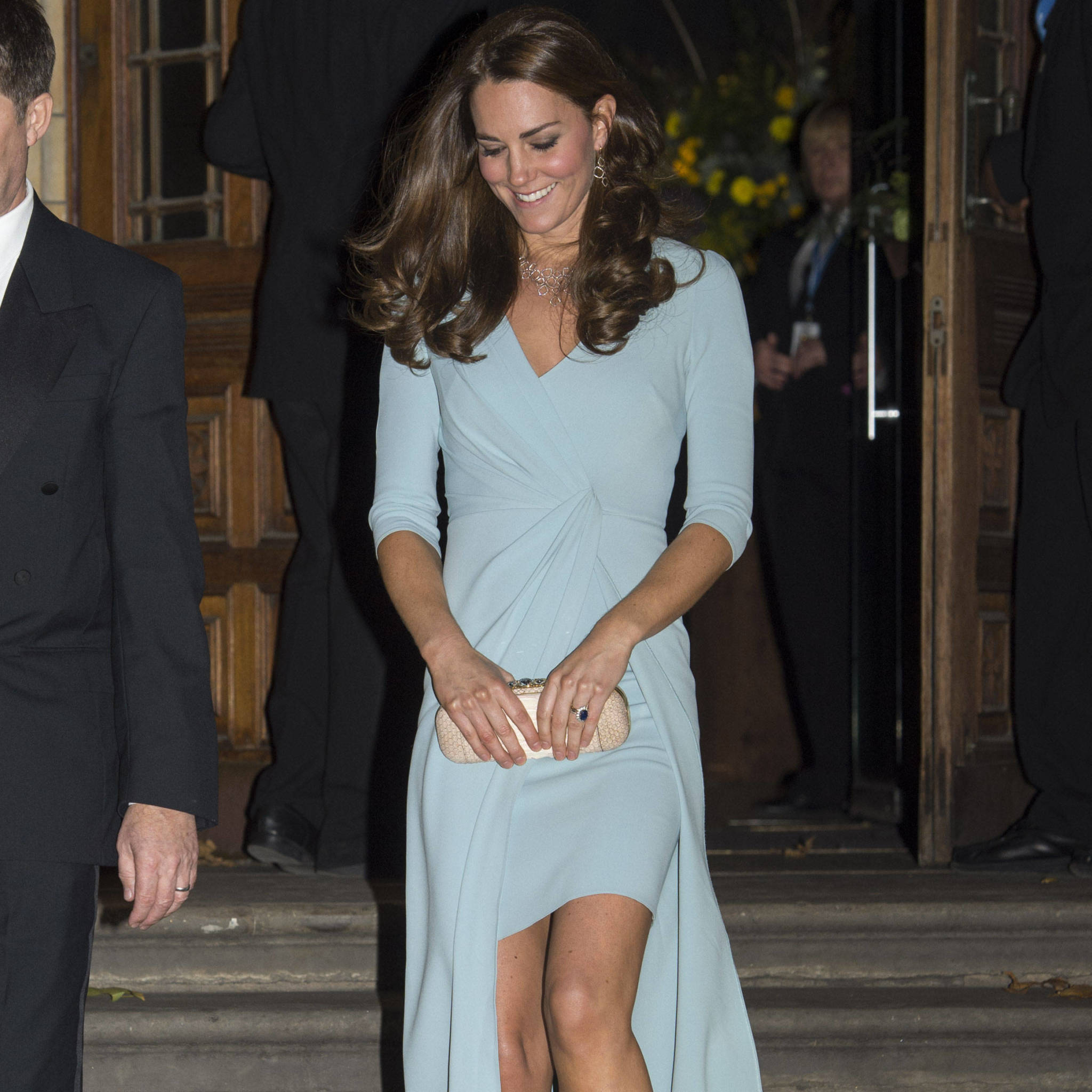 Kate Middleton looks wonderful in a very nice dress, just for a change