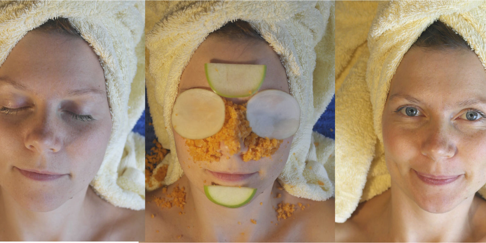 How to make veggie face masks using carrots, potatos and an apple