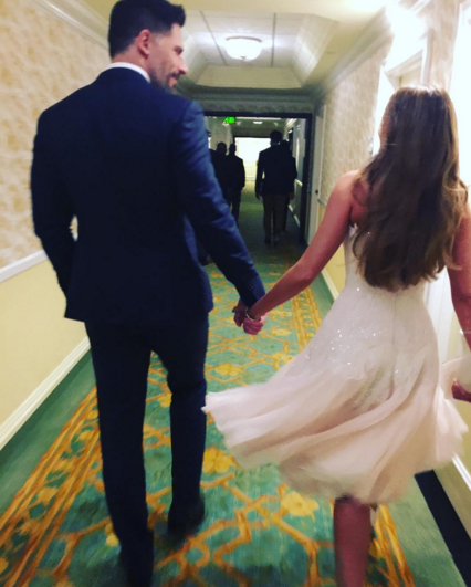 1448195867 sofia vergara and joe manganiello holding hands at the rehearsal dinner for their wedding