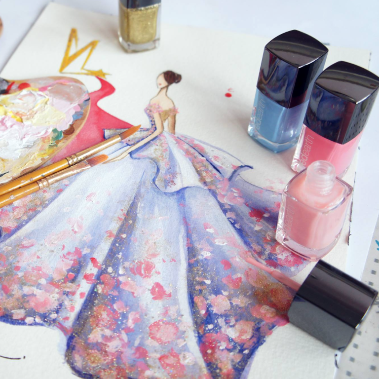 These fashion sketches drawn from nail varnish are amazing